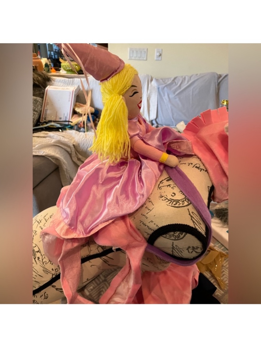 Target Pink Princess Doll Costume with Yellow Hair and Purple Accents xl dog